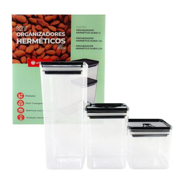 Kit Organizador Hermético Dubai Tiffany 5 Litros