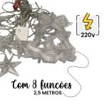 Cascata de Símbolos Natalinos com 8 Funções 120 LEDs Branco Quente 220v 2,5 Metros - Imagem 7