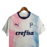 Camisa Palmeiras - Torcedor Puma Masculina - Branca com detalhes em azul e rosa - Imagem 4